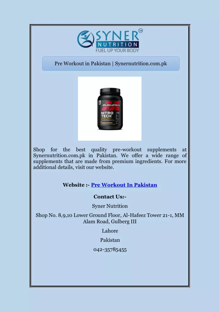 pre workout in pakistan synernutrition com pk