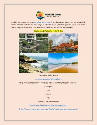 Water Sports Activities in North Goa