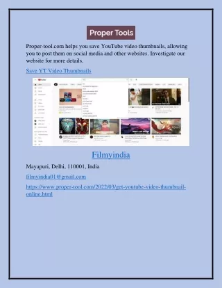 Save Yt Video Thumbnails Proper-tool.com