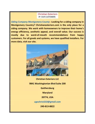 Siding Company Montgomery County | Christianexteriors.com