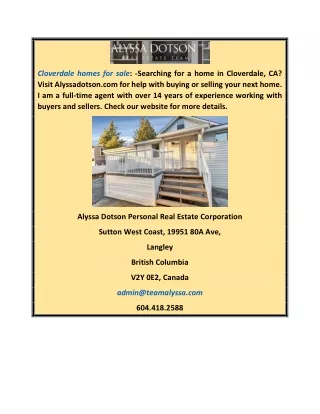 Cloverdale Homes for Sale | Alyssadotson.com