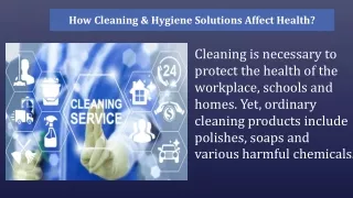 How Cleaning & Hygiene Solutions Affect Health