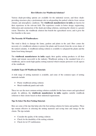 how effective are windbreak solutions various