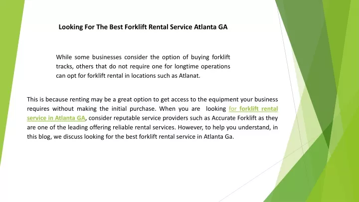 looking for the best forklift rental service