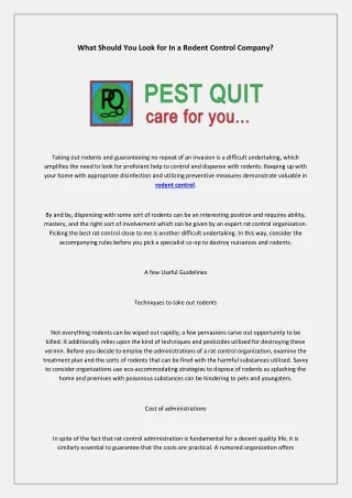 what should you look for in a rodent control