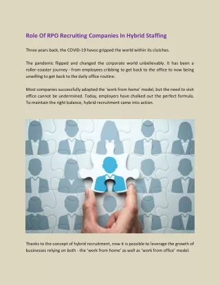 Role Of RPO Recruiting Companies In Hybrid Staffing