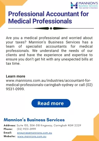 Professional Accountant for Medical Professionals