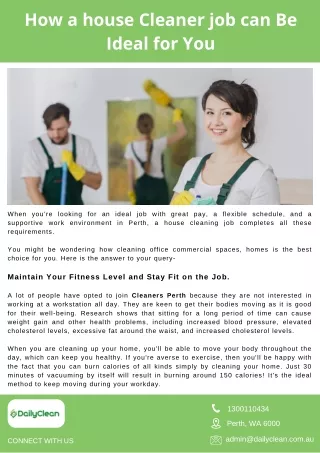 How a house Cleaner job can Be Ideal for You