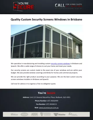 quality custom security screens windows