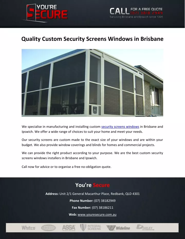 quality custom security screens windows