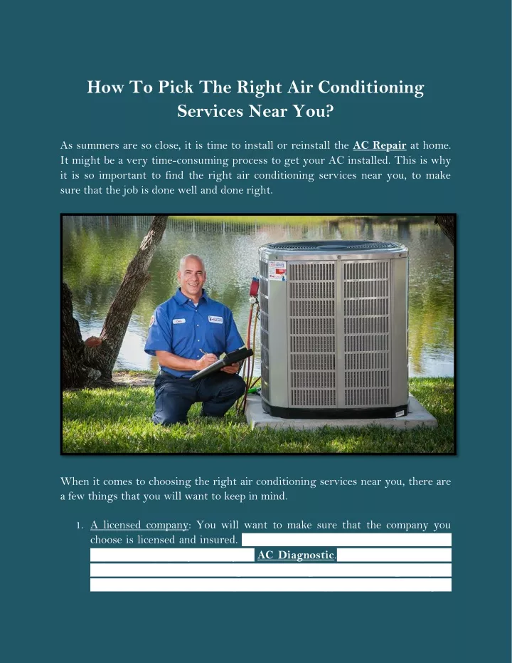 how to pick the right air conditioning services