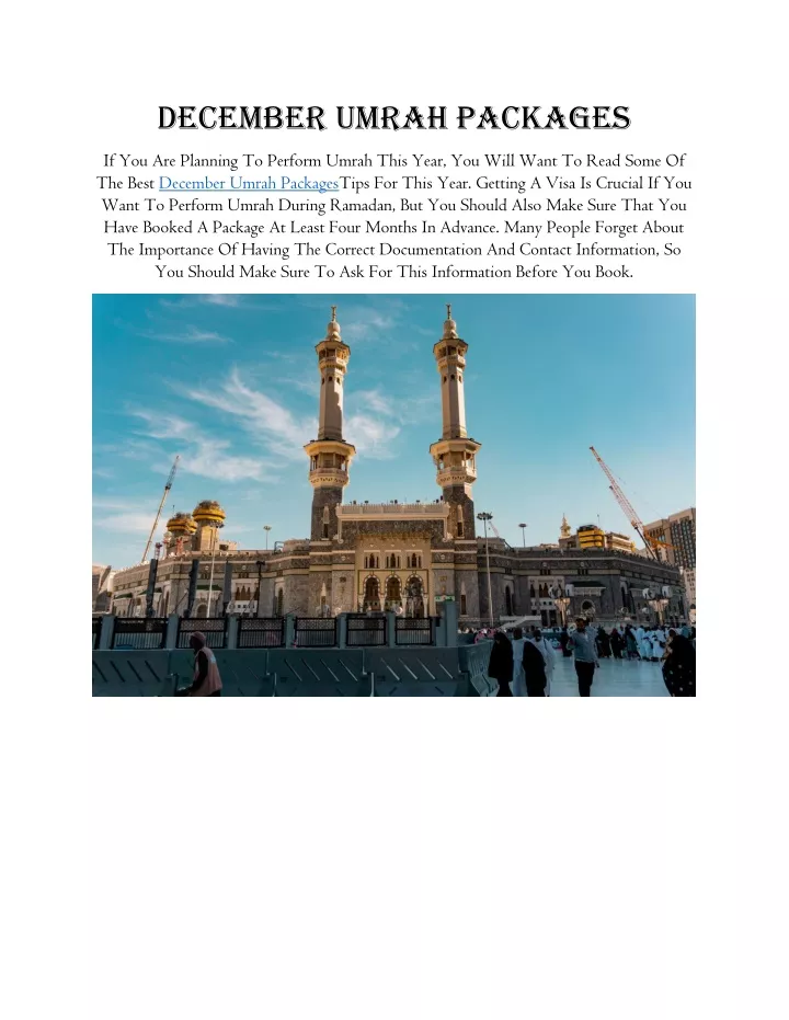 PPT December Umrah Packages PowerPoint Presentation, free download