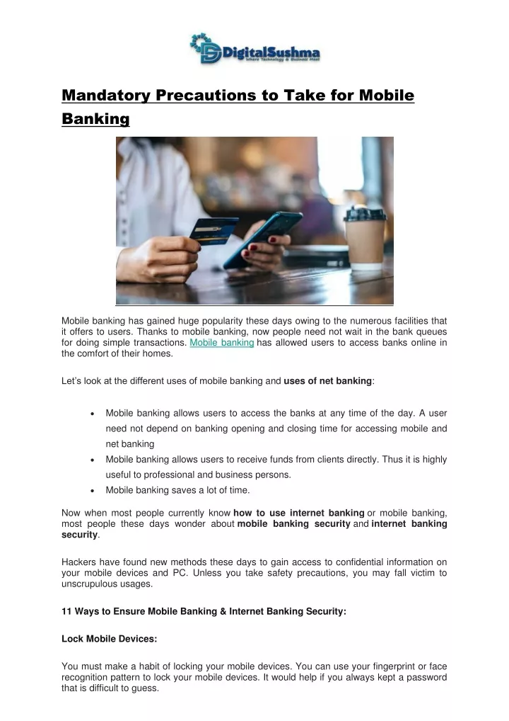 mandatory precautions to take for mobile banking