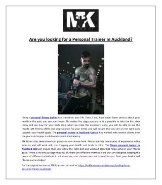 Are you looking for a Personal Trainer in Auckland?