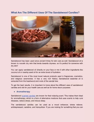 What Are The Different Uses Of The Sandalwood Candles