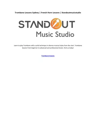 Trombone Lessons Sydney French Horn Lessons Standoutmusicstudio