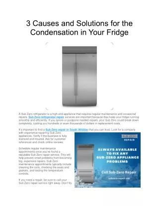 3 Causes and Solutions for the Condensation in Your Fridge