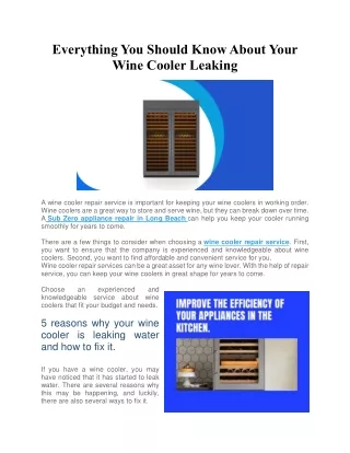 Everything You Should Know About Your Wine Cooler Leaking