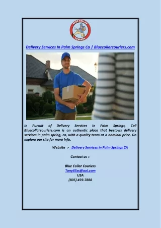 Delivery Services In Palm Springs Ca  Bluecollarcouriers.com