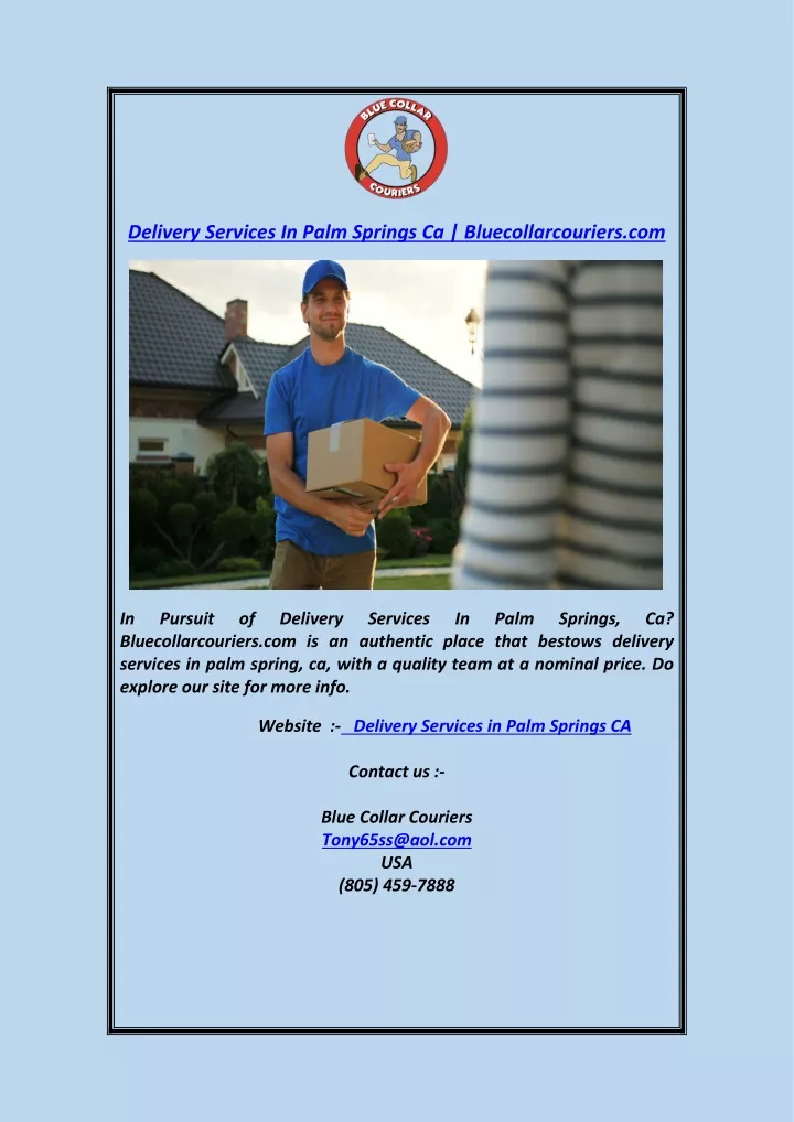 delivery services in palm springs