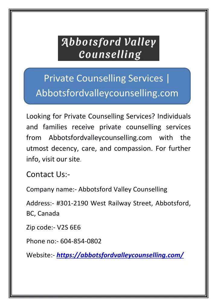 private counselling services