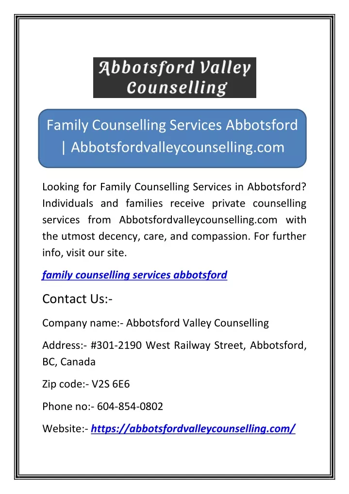 family counselling services abbotsford