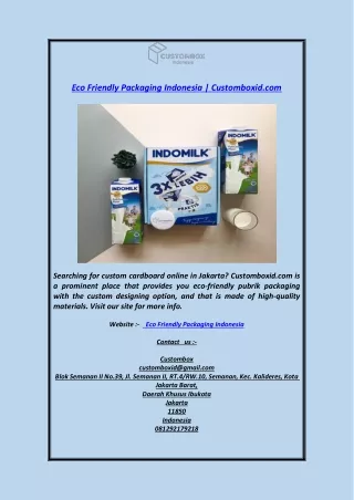 Eco Friendly Packaging Indonesia  Customboxid.com