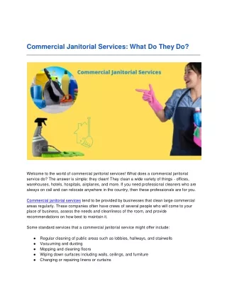 Commercial Janitorial Services  What Do They Do_