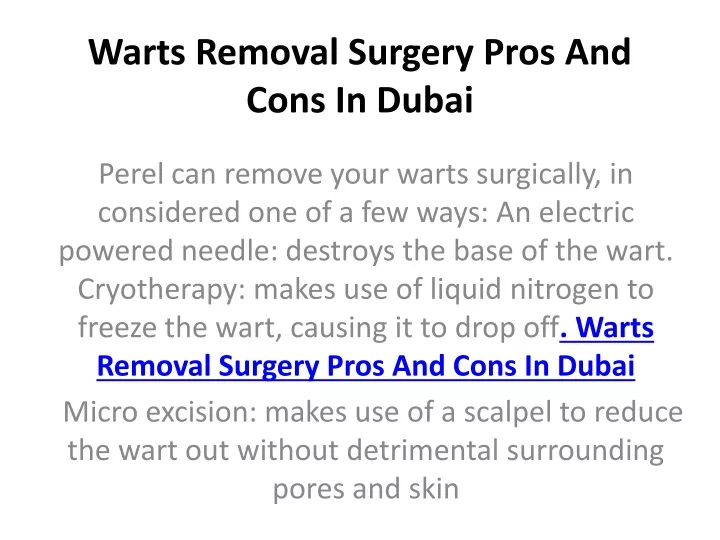 warts removal surgery pros and cons in dubai