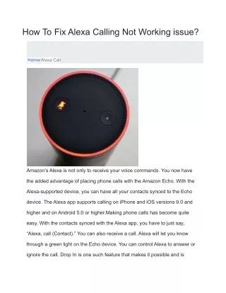 How To Fix Alexa Calling Not Working issue