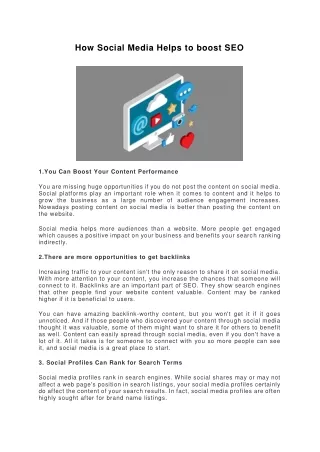 How Social Media Helps to boost SEO