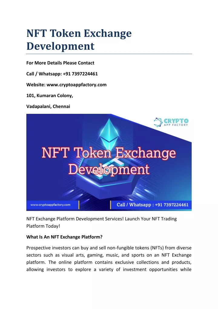 nft token exchange development