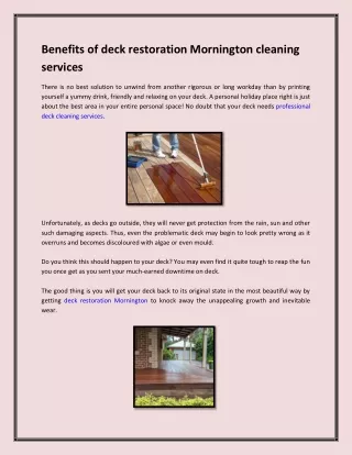 Professional Deck Cleaning Services in Melbourne, Vic