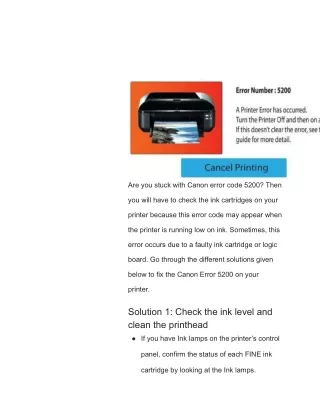 How To Fix Canon Error 5200