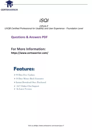 Latest & Updated iSQI CPUX F Certification Questions