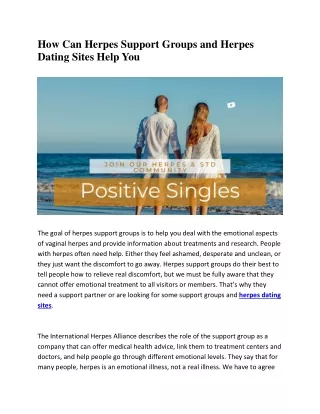 How Can Herpes Support Groups and Herpes Dating Sites Help You