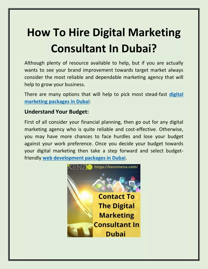 PPT How to Hire Digital Marketing Consultant In Dubai PowerPoint