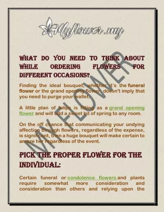What should you consider when getting flowers for various occasions?