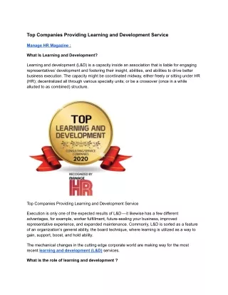 top companies providing learning and development
