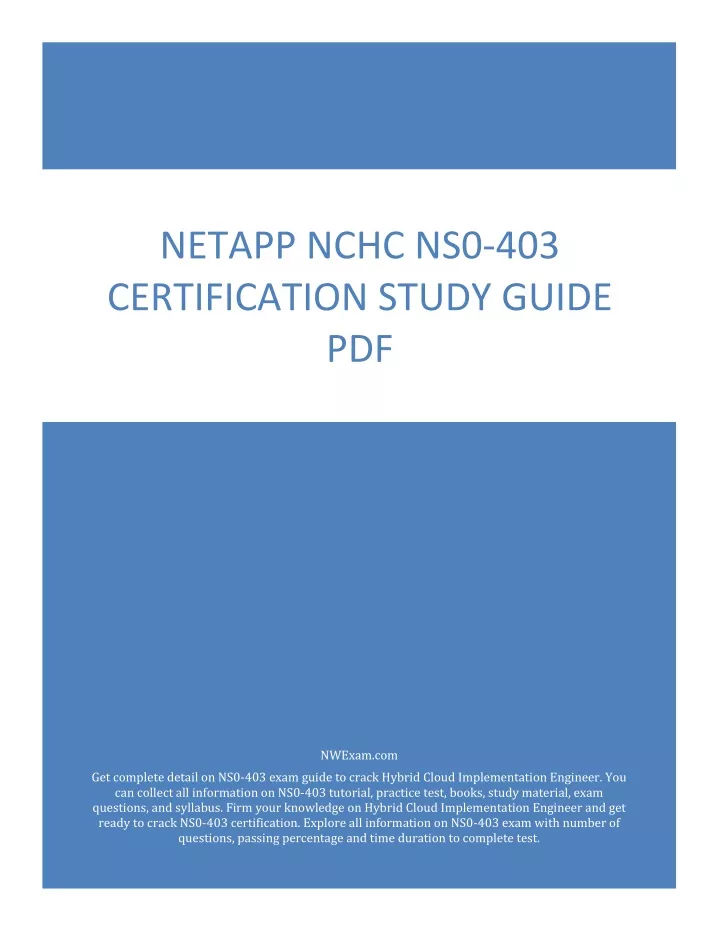 netapp nchc ns0 403 certification study guide pdf