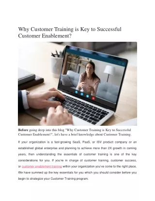 Why Customer Training is Key to Successful Customer Enablement