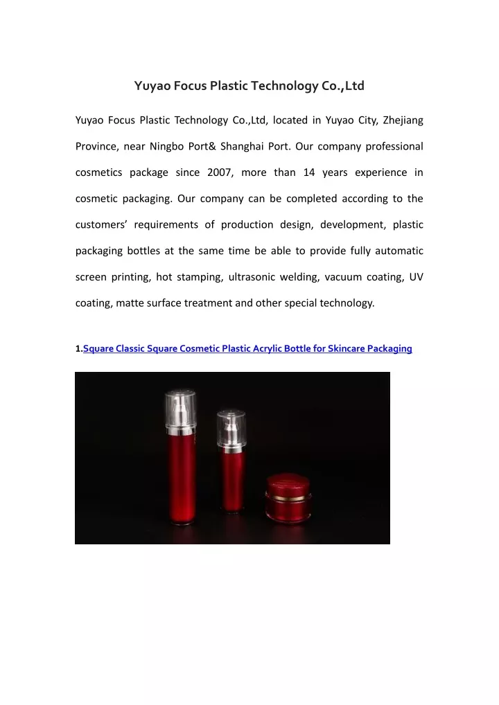 yuyao focus plastic technology co ltd