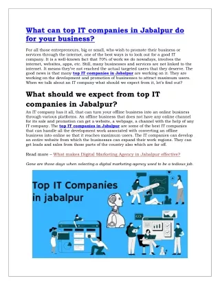 Top it companies in Jabalpur