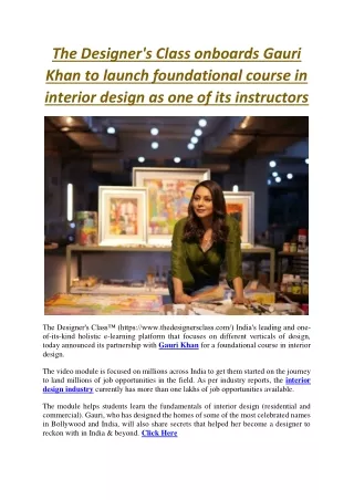 the designer s class onboards gauri khan