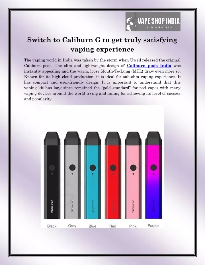 switch to caliburn g to get truly satisfying