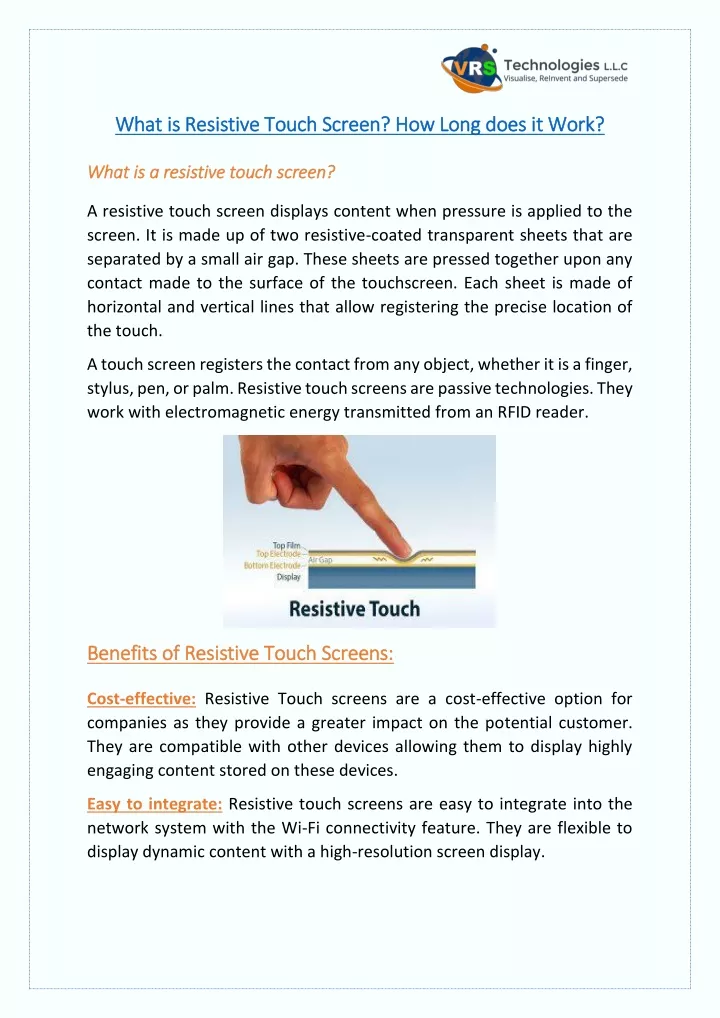 what is resistive touch screen how long does