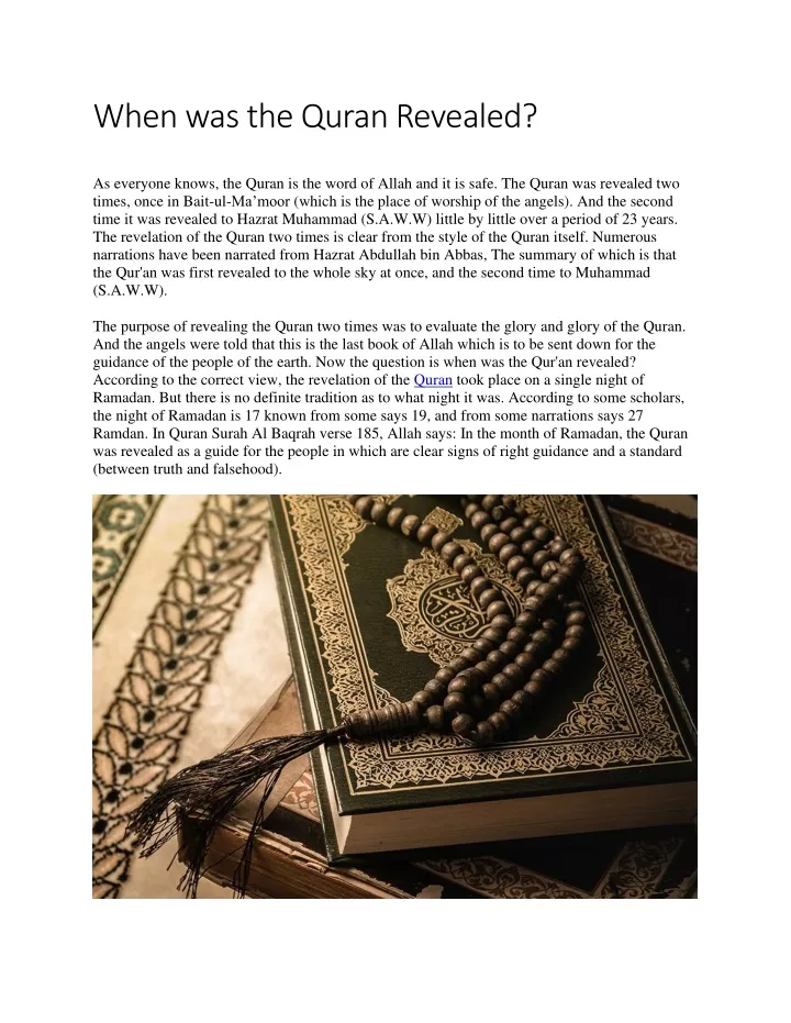 when was the quran revealed