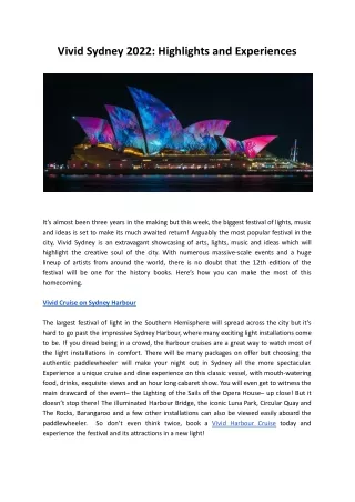 Vivid Sydney 2022- Highlights and Experiences