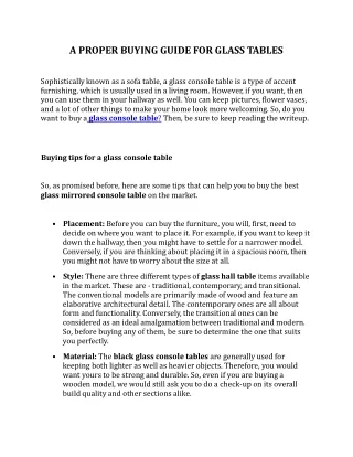 a proper buying guide for glass tables