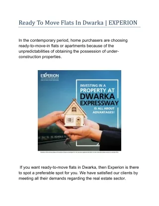 ready to move flats in dwarka experion
